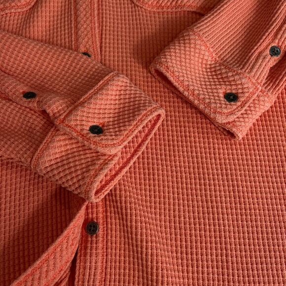 Arie Lumber Janes Waffle Knit Shirt Shacket Women's Size Medium Peach Button Up - Picture 4 of 9